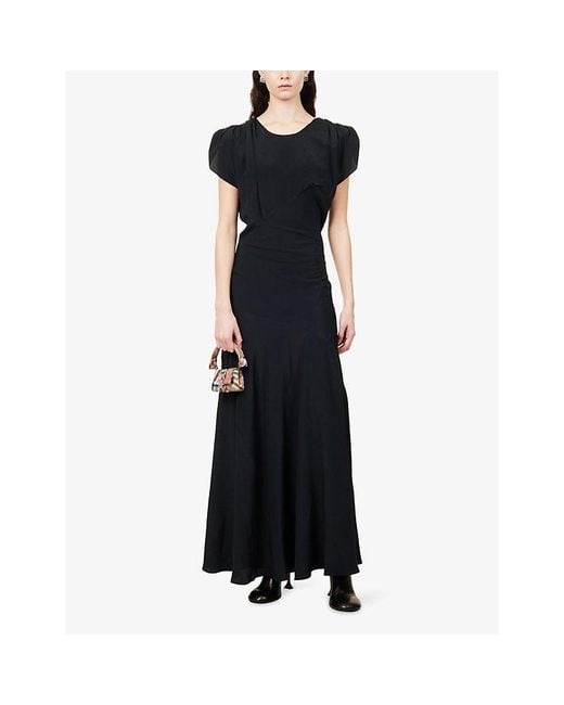 Vivienne Westwood Black Justina Cap-Sleeve Woven Maxi Dress