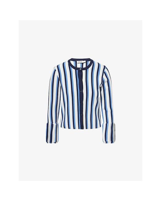 Jonathan Simkhai Blue Iris Striped Knitted Jacket