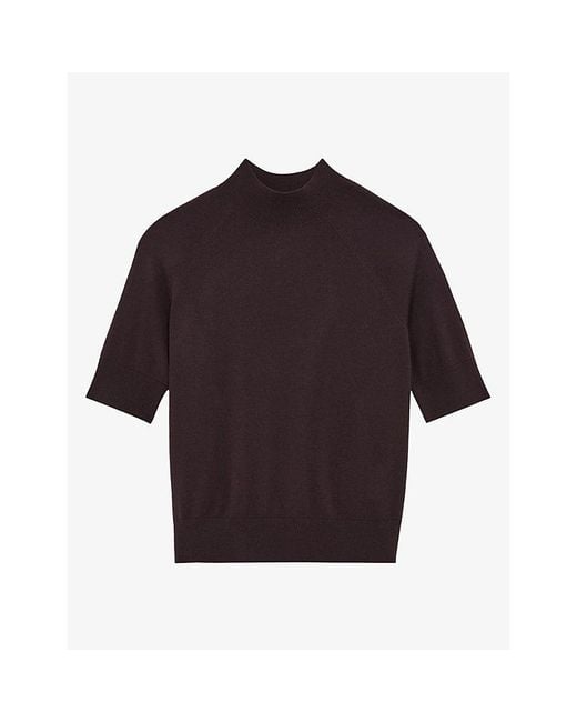 Reiss Purple Funnel-Neck Wool Jumper for men