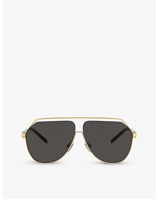 Dolce & Gabbana Gray Dg2266 Pilot-frame Metal Sunglasses