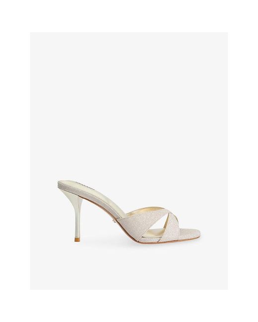 Dune White Mavina Sparkle-Effect Heeled Mules