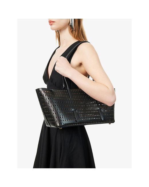 Alaïa Black Mina Cut-out Leather Top-handle Bag