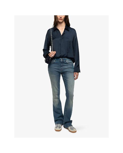 Zadig & Voltaire Blue Tyrica Relaxed-Fit Long-Sleeve Satin Shirt