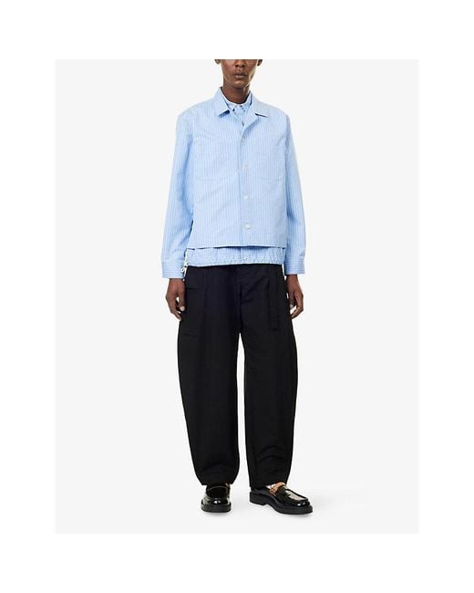 Sacai Black Rip Stop Relaxed-Fit Cotton-Blend Cargo Trousers for men