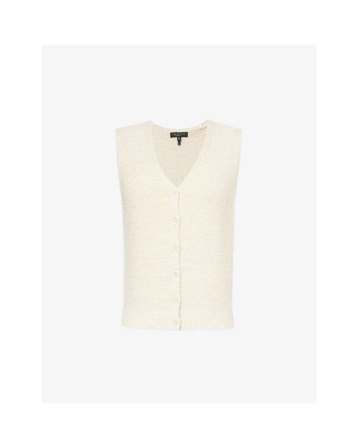 Rag & Bone White Jackie V-neck Cotton-blend Vest