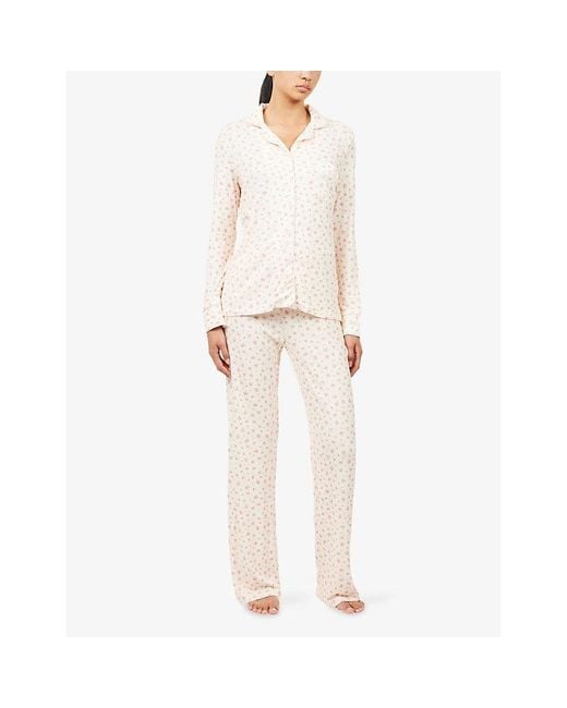 THE NAP CO Natural Printed Ribbed Long-Sleeve Modal-Jersey Pyjama Set