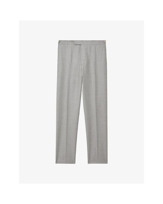 Reiss Gray Tyler Straight-Leg Wool Trousers for men