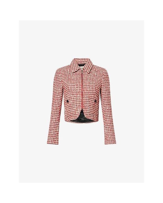 ME+EM Pink Boxy-Fit Textured Cotton-Blend Jacket