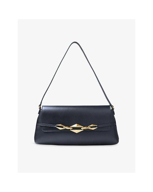 Jimmy Choo Blue Diamond Shoulder East-West Leather Shoulder Bag