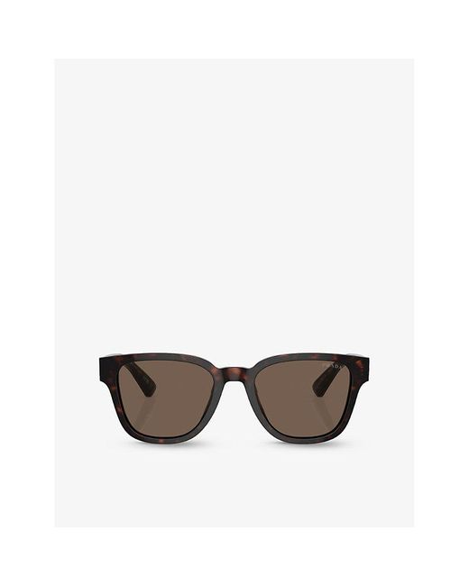 Prada Brown Pr A04s Pillow-frame Acetate Sunglasses