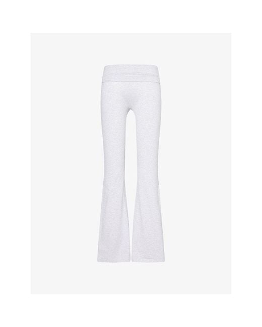 Sisterly Tribe White Soft Flared Stretch-Cotton Yoga Trousers