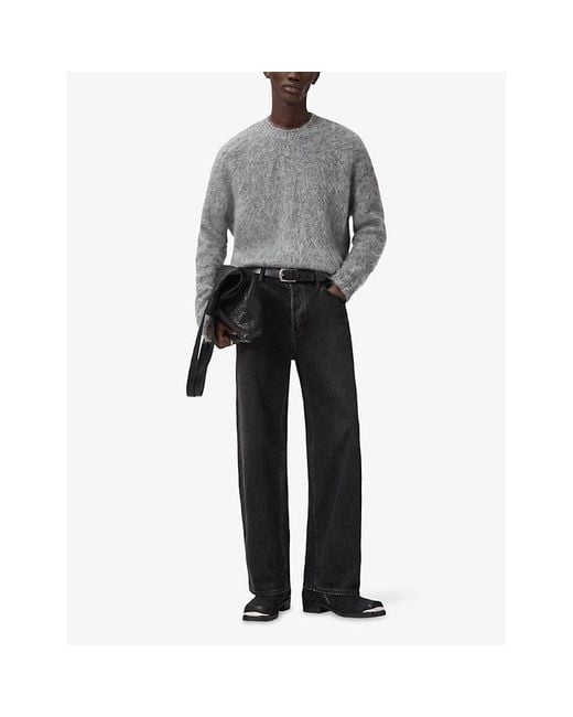 AllSaints Gray Coby Relaxed-Fit Wool-Blend Jumper for men