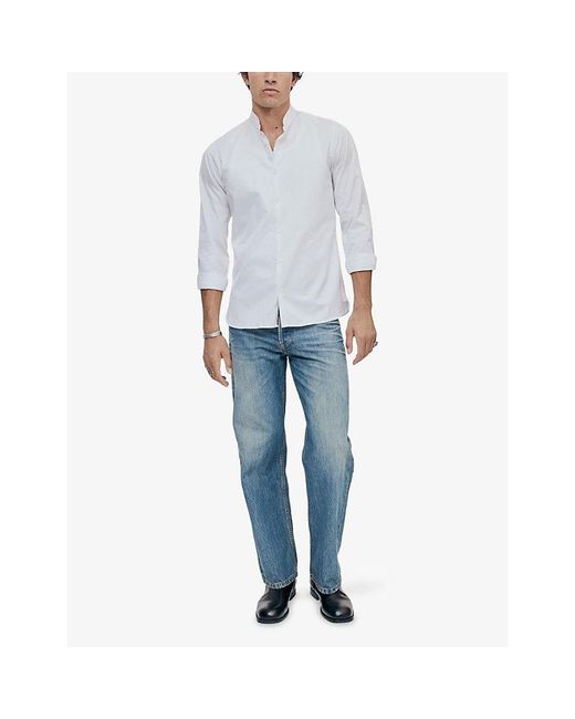 The Kooples White Curved-Hem Slim-Fit Cotton Shirt for men