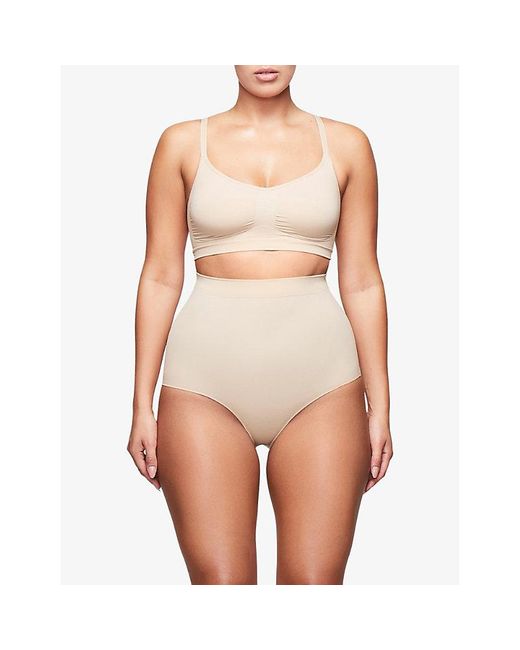 Skims White Sculpting Scoop-Neck Stretch-Woven Bra Xxxxl