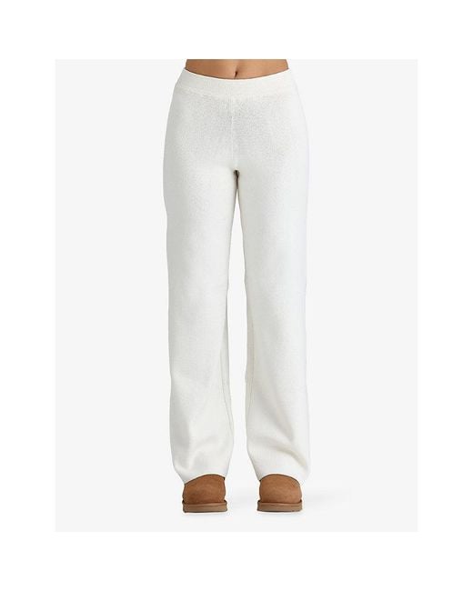 House Of Cb White Andie Relaxed-Fit Knitted Trousers