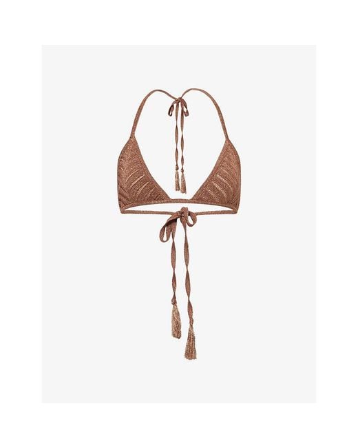 Devon Windsor Brown Lucinda Triangle Woven Bikini Top