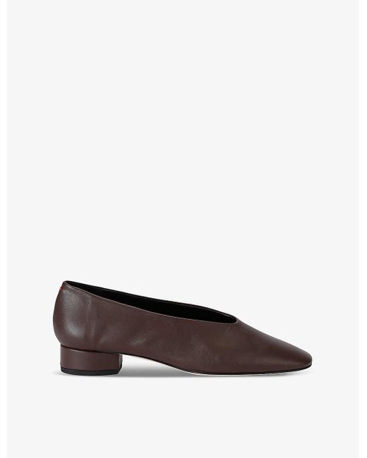 Aeyde Brown Delia Pointed-toe Leather Heeled Courts