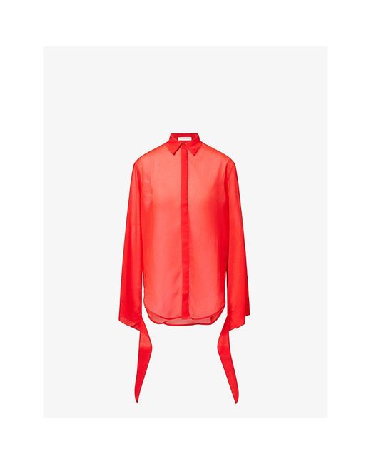 Frankie Shop Red Verlin Sheer Chiffon Shirt