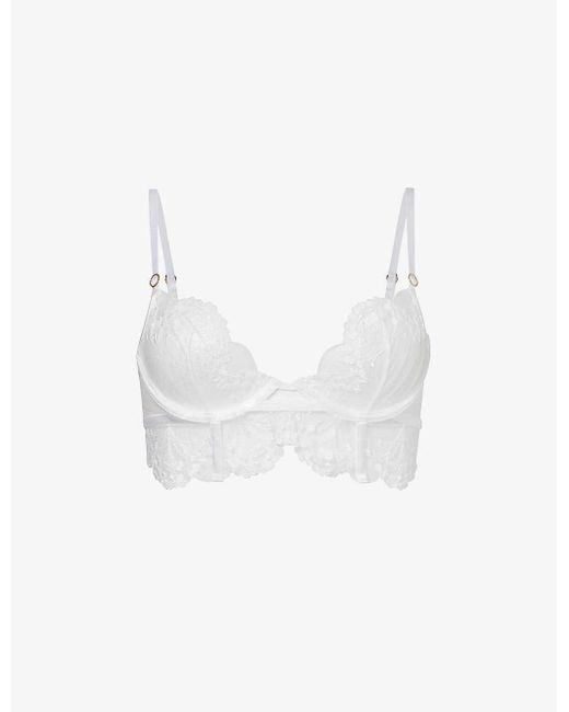 Bluebella White Marisa Floral-embroidery Lace Bra