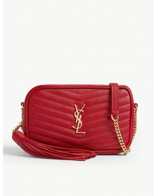 Saint Laurent Mini Lou Quilted Leather Camera Bag in Red - Lyst