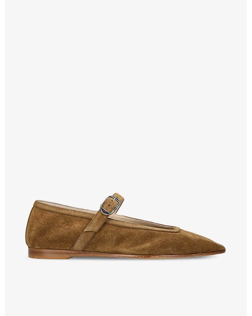 Le Monde Beryl White Mary Jane Suede Flats