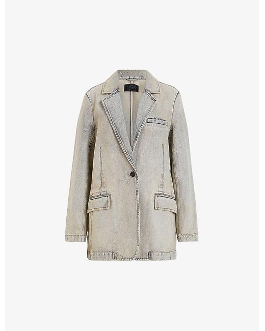 AllSaints White Ever Relaxed-fit Single-breasted Denim Blazer