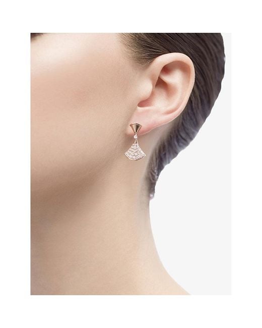 BVLGARI White Divas' Dream 18Ct Rose And Pavé Diamond Earrings