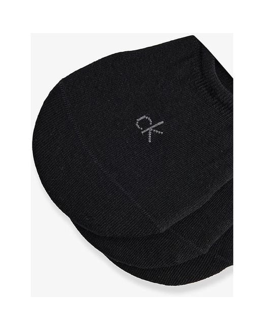 Calvin Klein Black Logo No-Show Stretch-Cotton Socks for men