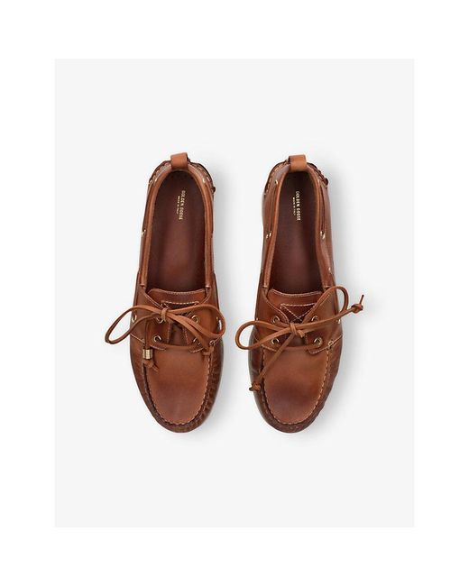 Golden Goose Deluxe Brand Brown Logo-Embossed Leather Boat Shoes for men
