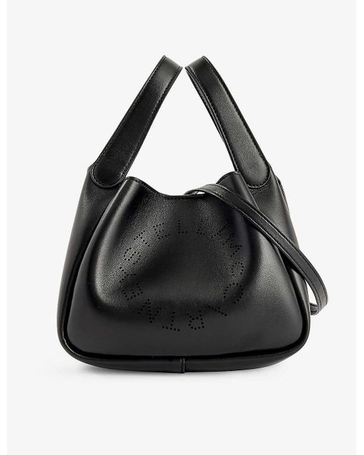 Stella McCartney Black Circle Logo-embossed Faux-leather Shoulder Bag