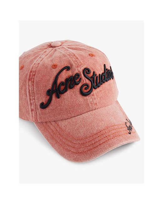 Acne Pink Brand-embroidered Six-panel Cotton-canvas Baseball Cap for men