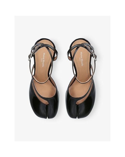 Maison Margiela Black Tabi Split-Toe Heeled Leather Courts