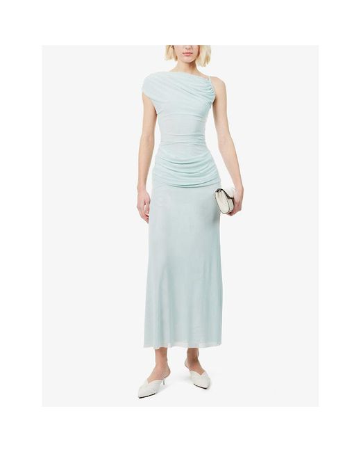 Bec & Bridge Alara Asymmetric Ruched Stretch-Mesh Maxi Dress in Blue | Lyst Bec & Bridge Alara Asymmetric Ruched Stretch-Mesh Maxi Dress in Blue | Lyst