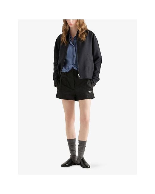 Prada Black Re-Nylon Triangle-Logo Woven Shorts