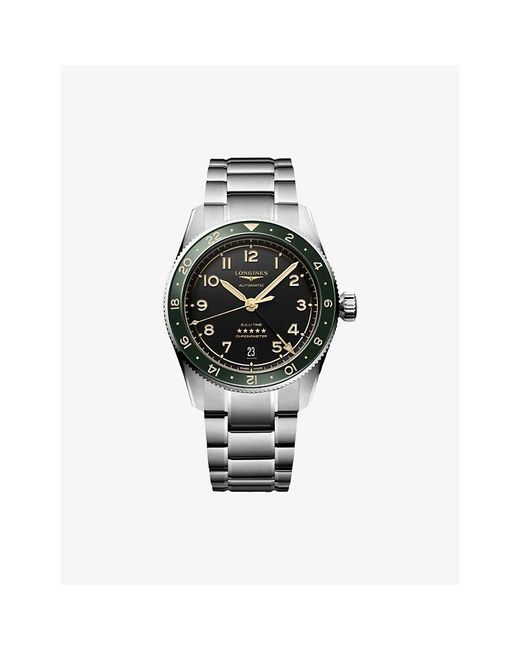 Longines Black L3.802.4.63.6 Spirit Zulu Time Stainless-Steel Automatic Watch