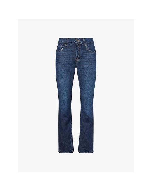 7 For All Mankind Blue The Straight Cotton And Silk Denim Jeans for men