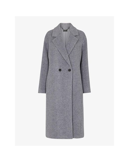 Whistles Gray Eliza Double-Breasted Wool-Blend Coat