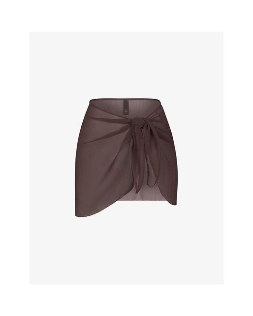 Skims Brown Semi-sheer Chiffon Silk Skirt X