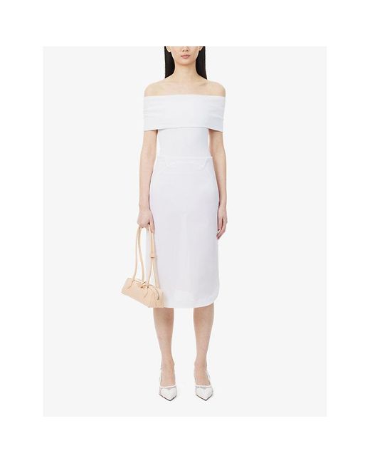 Alaïa White High-rise Slim-fit Stretch-mesh Midi Skirt