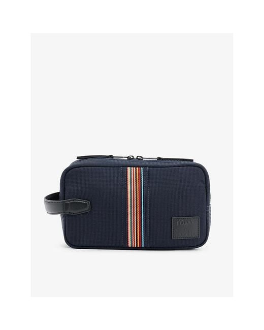 Paul Smith Blue Striped Brand-patch Woven Washbag for men
