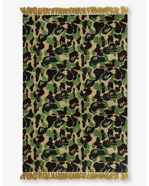 A Bathing Ape Green Ape Head Camouflage Woven Rug 129cm X 90cm for men