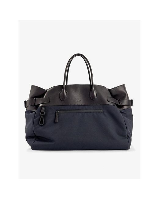 The Row Black Margaux 17 Top-handle Leather And Canvas Bag