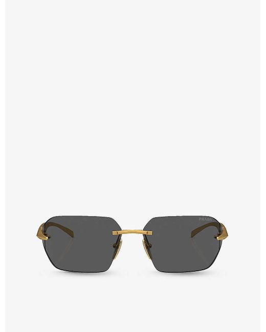 Prada Gray Pr A56s Irregular-frame Metal Sunglasses