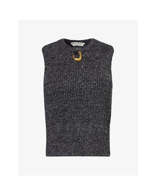 J.W. Anderson Gray Quarter-Zip Sleeveless Cotton-Blend Tank Top