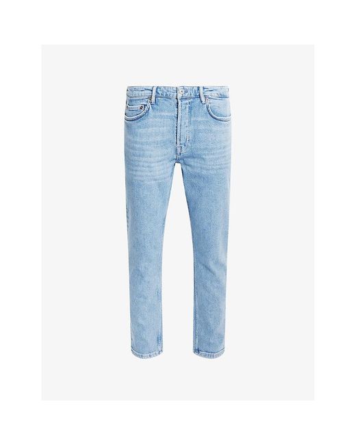 AllSaints Blue Dean Slim-fit Cropped Stretch-denim Jeans for men