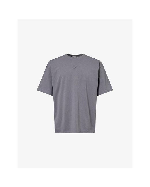 GYMSHARK Gray Power Brand-Print Stretch-Cotton T-Shirt for men