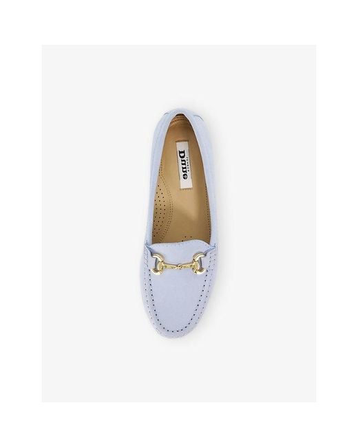 Dune White Glenniee Suede Snaffle Trim Loafers