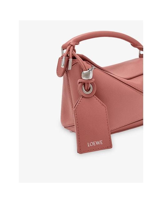 Loewe Pink Featherlight Puzzle Mini Leather Top-Handle Bag