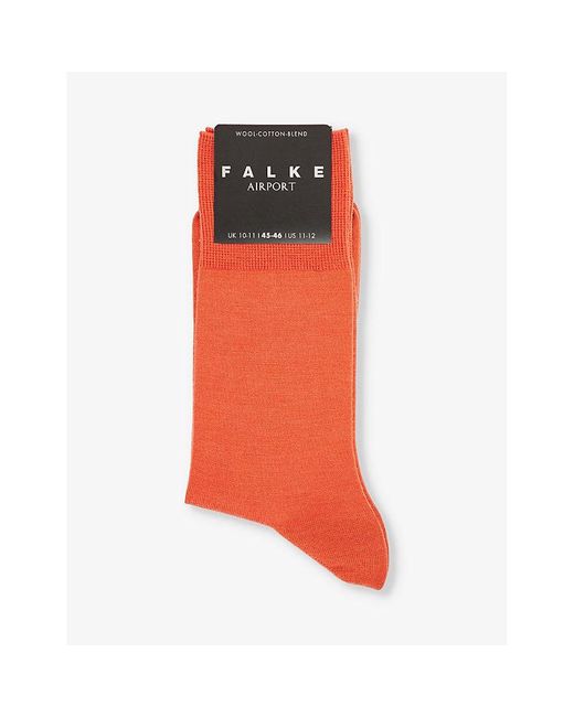 Falke Red Airport Logo-print Wool-blend Knitted Socks for men