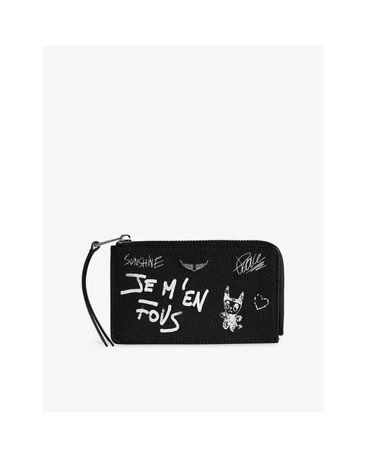 Zadig & Voltaire Black Zv Arty Leather Cardholder